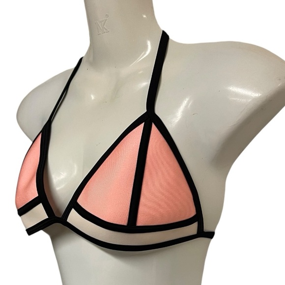 TRIANGL String Bikini Top Pink/Black Size Large - Picture 2 of 5